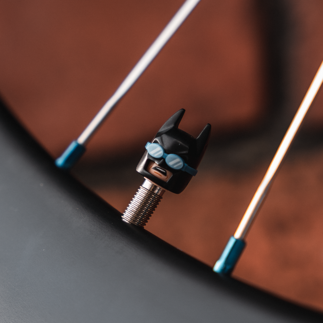 Batman blue goggles Bike Dust Cap made from LEGO Bicycle Valve Cap for Bikes BrickCaps